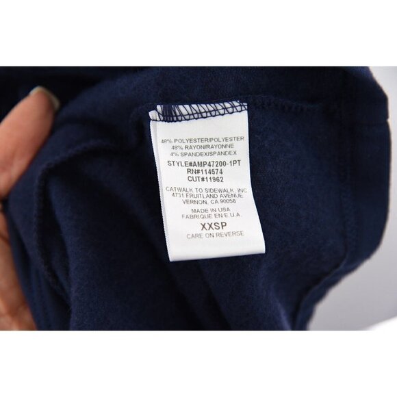 Pleione Womens Cold Shoulder Tie Sleeve Sweatshirt Top Blue Sz XXSP Petite 2XS - Picture 8 of 9